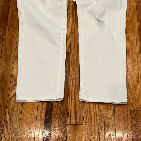 White Straight-Leg Cropped Size 12 Distressed Denim Jeans - Picture 6 of 10